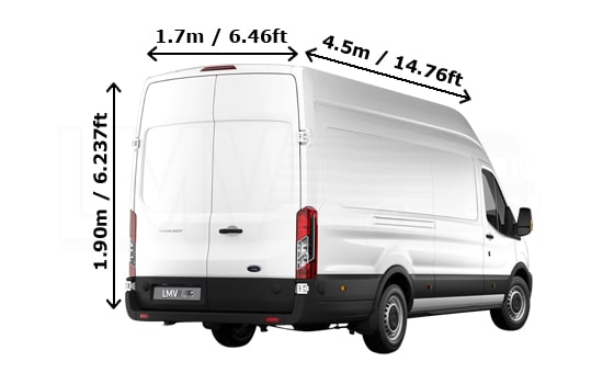 Extra Large Van - Back View Dimension